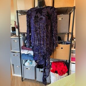 The Silk Farm Navy Silk Dress with Paisley Detail